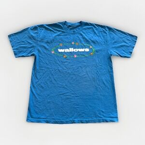 Wallows Shirt Mens‎ L Blue Tell Me That It's Over Music Puff Paint Band Tee